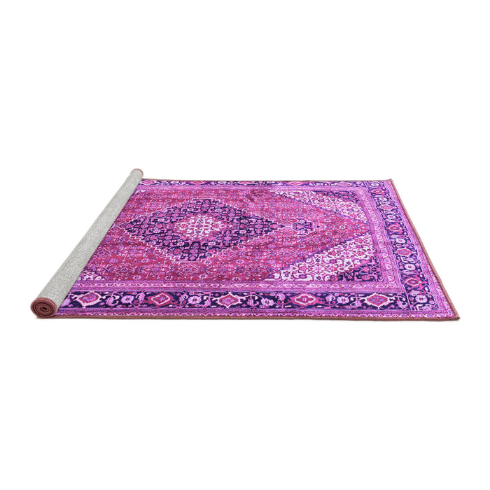 Sideview of Machine Washable Persian Purple Traditional Area Rugs, wshtr195pur