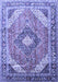 Machine Washable Persian Blue Traditional Rug, wshtr195blu