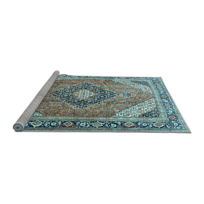 Sideview of Machine Washable Persian Light Blue Traditional Rug, wshtr195lblu