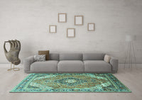 Machine Washable Persian Turquoise Traditional Rug, wshtr195turq