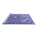 Sideview of Machine Washable Persian Blue Traditional Rug, wshtr195blu