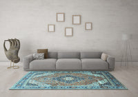 Machine Washable Persian Light Blue Traditional Rug, wshtr195lblu