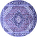 Round Machine Washable Persian Blue Traditional Rug, wshtr195blu