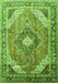 Serging Thickness of Machine Washable Persian Green Traditional Area Rugs, wshtr195grn