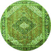 Square Persian Green Traditional Rug, tr195grn
