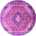 Round Machine Washable Persian Purple Traditional Area Rugs, wshtr195pur