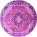 Round Persian Purple Traditional Rug, tr195pur