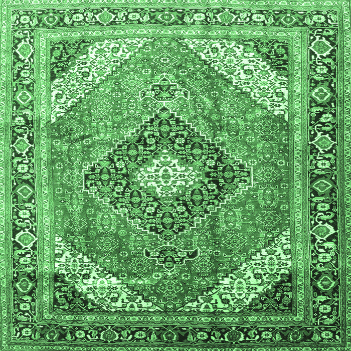Square Machine Washable Persian Emerald Green Traditional Area Rugs, wshtr195emgrn