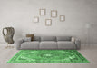 Machine Washable Persian Emerald Green Traditional Area Rugs in a Living Room,, wshtr195emgrn