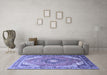 Machine Washable Persian Blue Traditional Rug in a Living Room, wshtr195blu