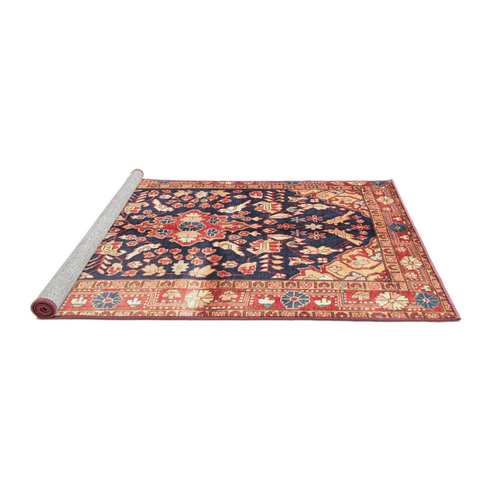 Sideview of Machine Washable Traditional Cherry Red Rug, wshtr196