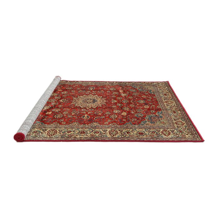 Sideview of Machine Washable Traditional Tomato Red Rug, wshtr1960