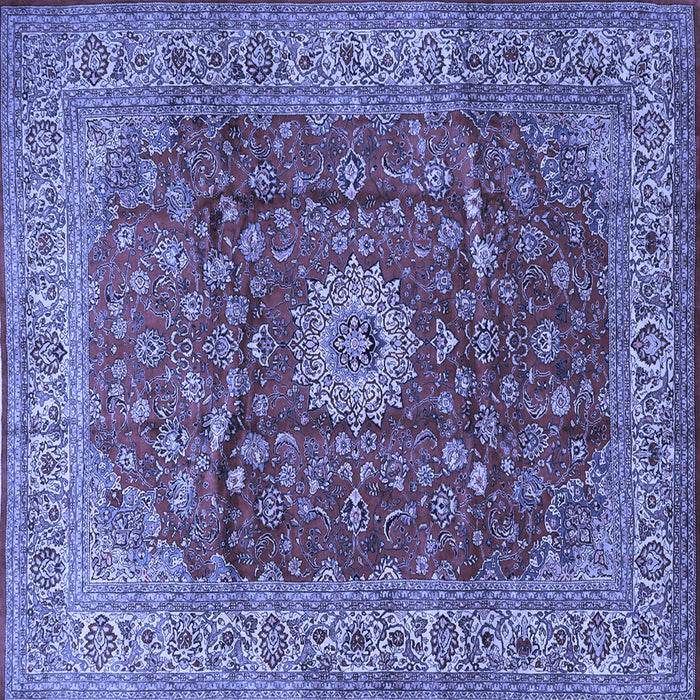 Square Machine Washable Medallion Blue Traditional Rug, wshtr1960blu