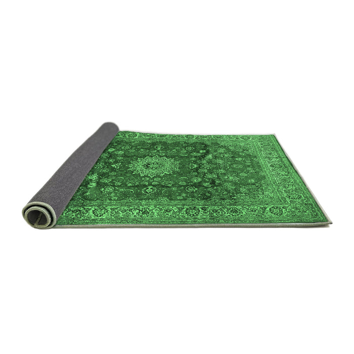 Sideview of Medallion Emerald Green Traditional Rug, tr1960emgrn
