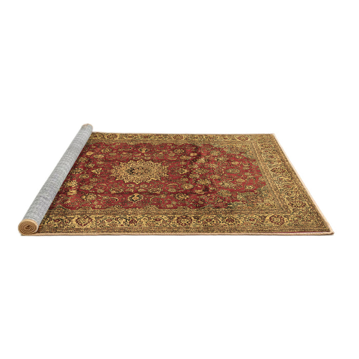 Sideview of Machine Washable Medallion Brown Traditional Rug, wshtr1960brn
