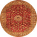 Machine Washable Medallion Orange Traditional Area Rugs, wshtr1960org