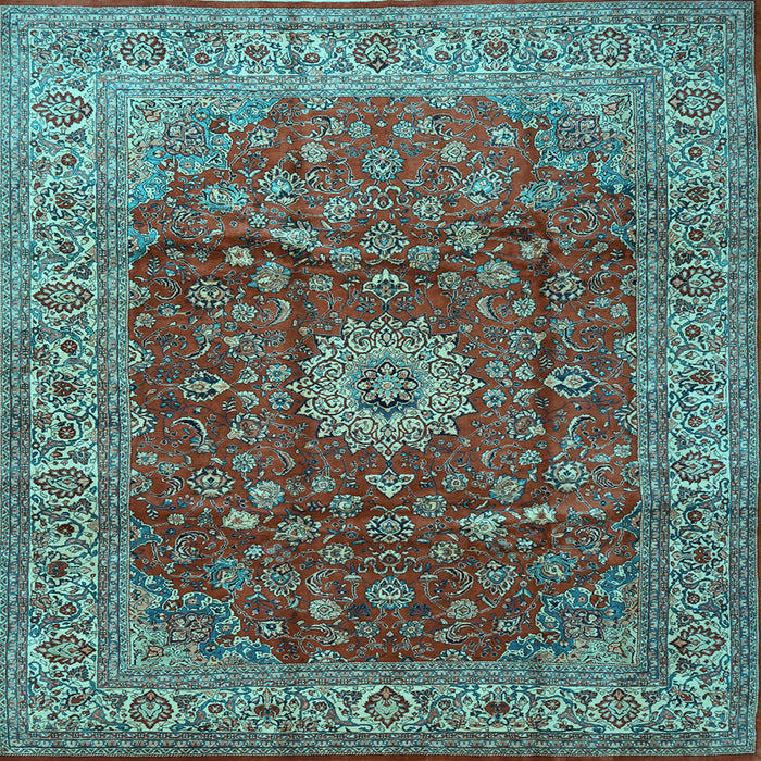 Square Medallion Light Blue Traditional Rug, tr1960lblu