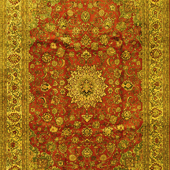 Machine Washable Medallion Yellow Traditional Rug, wshtr1960yw