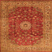 Round Machine Washable Medallion Orange Traditional Area Rugs, wshtr1960org