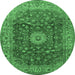 Round Medallion Emerald Green Traditional Rug, tr1960emgrn