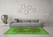 Machine Washable Medallion Green Traditional Area Rugs in a Living Room,, wshtr1960grn