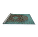 Sideview of Machine Washable Medallion Light Blue Traditional Rug, wshtr1960lblu