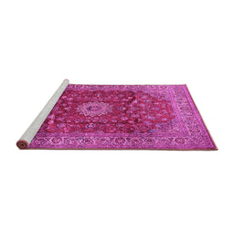 Sideview of Machine Washable Medallion Pink Traditional Rug, wshtr1960pnk
