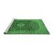 Sideview of Machine Washable Medallion Emerald Green Traditional Area Rugs, wshtr1960emgrn