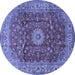 Round Medallion Blue Traditional Rug, tr1960blu