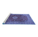 Sideview of Machine Washable Medallion Blue Traditional Rug, wshtr1960blu