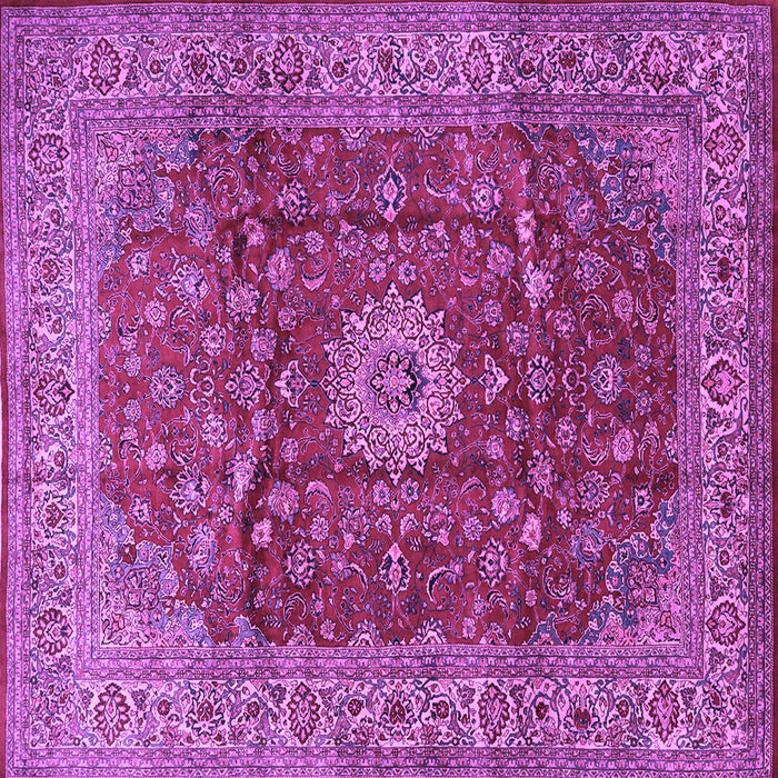Square Machine Washable Medallion Purple Traditional Area Rugs, wshtr1960pur