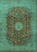 Machine Washable Medallion Turquoise Traditional Area Rugs, wshtr1960turq