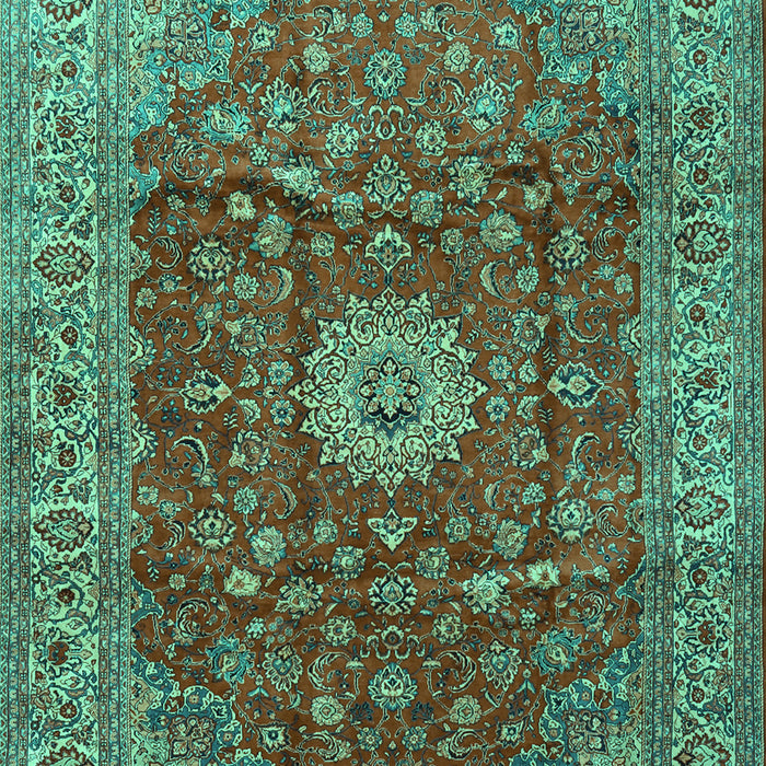 Machine Washable Medallion Turquoise Traditional Area Rugs, wshtr1960turq