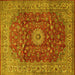 Square Medallion Yellow Traditional Rug, tr1960yw