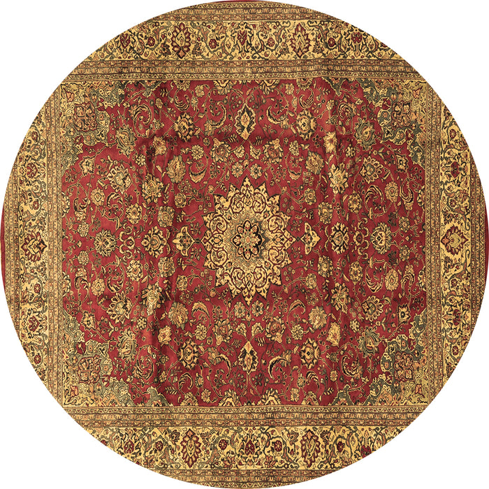 Round Medallion Brown Traditional Rug, tr1960brn