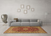 Machine Washable Medallion Brown Traditional Rug in a Living Room,, wshtr1960brn