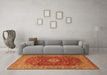 Machine Washable Medallion Orange Traditional Area Rugs in a Living Room, wshtr1960org