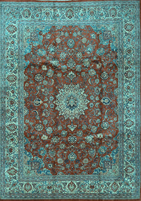 Medallion Light Blue Traditional Rug, tr1960lblu