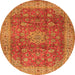 Machine Washable Medallion Orange Traditional Area Rugs, wshtr1961org