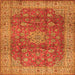 Serging Thickness of Medallion Orange Traditional Rug, tr1961org