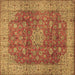 Square Medallion Brown Traditional Rug, tr1961brn