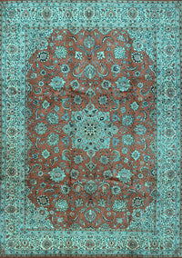 Medallion Light Blue Traditional Rug, tr1961lblu