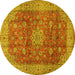 Round Medallion Yellow Traditional Rug, tr1961yw