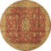 Round Medallion Brown Traditional Rug, tr1961brn