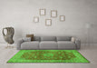 Machine Washable Medallion Green Traditional Area Rugs in a Living Room,, wshtr1961grn