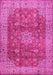 Machine Washable Medallion Pink Traditional Rug, wshtr1961pnk