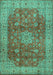 Machine Washable Medallion Turquoise Traditional Area Rugs, wshtr1961turq