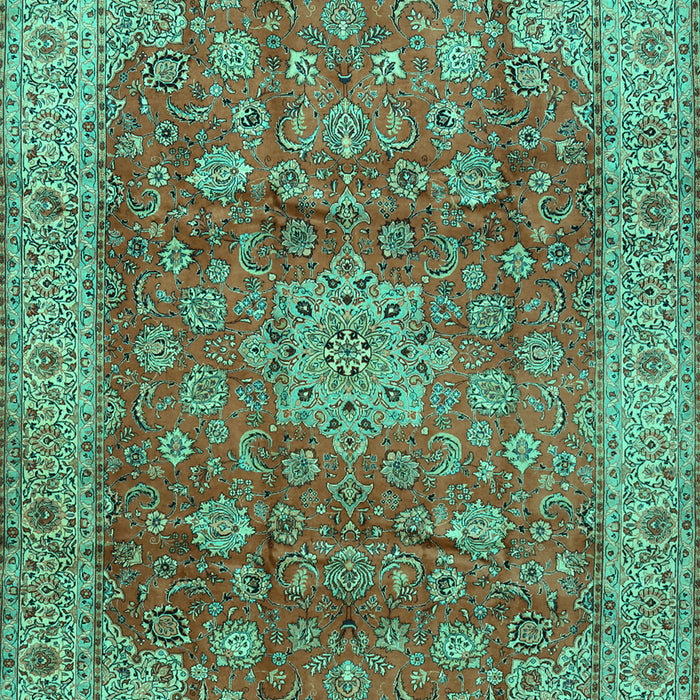 Machine Washable Medallion Turquoise Traditional Area Rugs, wshtr1961turq