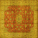 Square Medallion Yellow Traditional Rug, tr1961yw