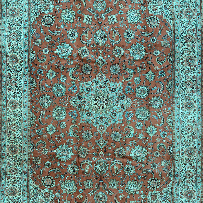 Machine Washable Medallion Light Blue Traditional Rug, wshtr1961lblu